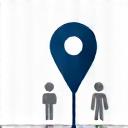 Icon depicting live tracking with a map pin and connected lines representing family sharing.