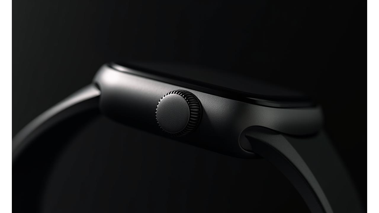 Close-up of a smartwatch's seamless casing, emphasizing quality and durability